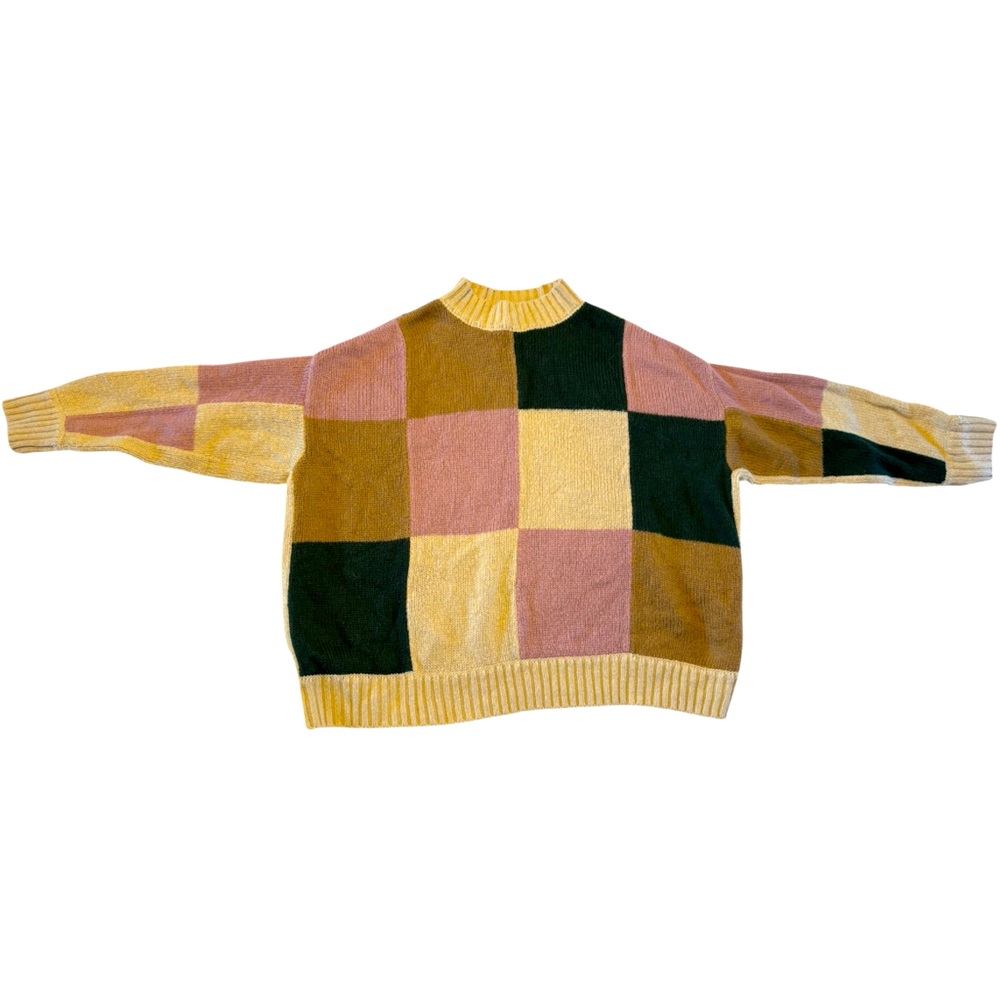 Forever 21 Pink and Tan Crew Neck Sweater with Ribbed Details